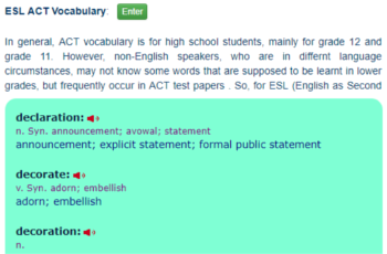 ESL ACT Vocabulary