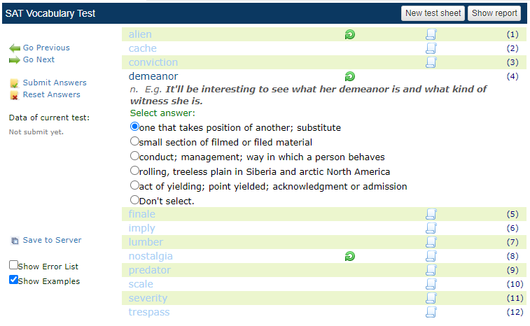 Vocabulary Test by Exam