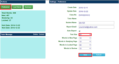 change test size