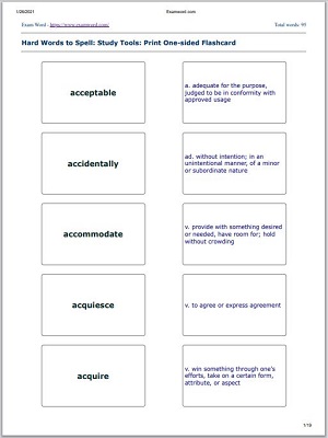 Hard Word PDF Sample - Flashcard