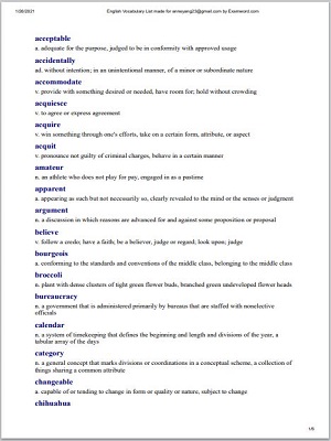 Hard Word PDF Sample - List